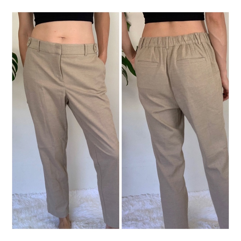 Loft M Tan Elastic Back Slacks Trousers